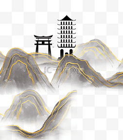 新中式山峰高塔