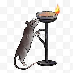 鼠年大气创意图片_2020鼠年生肖水墨子鼠油灯