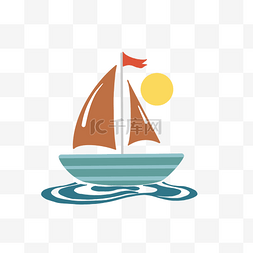 夕阳海帆船
