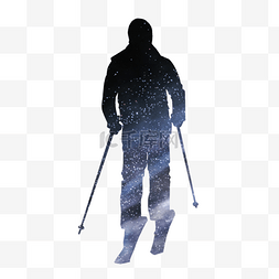 冬季滑雪剪影运动健身