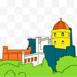欧式建筑插画图片_卡通欧式城堡插画
