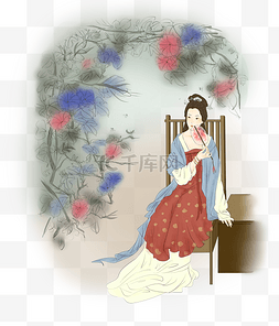 中国古风人物插画图片_中国风古代风韵女性