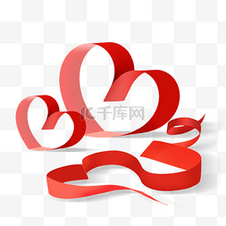 心形红布飘带图片_创意剪纸爱心丝带