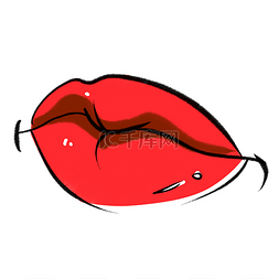 红色嘴唇装饰插画