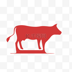 牛红色图片_红色矢量扁平牛