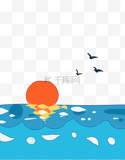 卡通海浪浪花图片_夏日帆船在大海航行