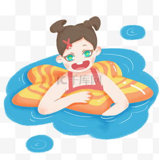 免抠元素大暑小暑清凉消暑卡通女孩泳装个人vip和企业vip免费下载插画