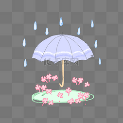 遮雨伞花朵雨滴