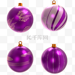 紫红色花纹圣诞装饰球