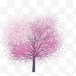 粉色樱花树图片_卡通樱花树