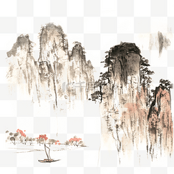 中国山水画元素图片_山水画山水之间