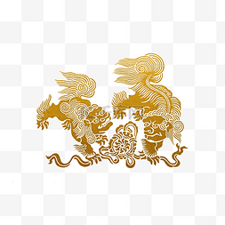 中国风古典双狮戏球装饰