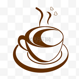 单色咖啡图片_手绘卡通咖啡剪影