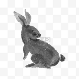 水墨中秋节可爱月兔兔子