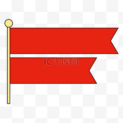 简约矢量红色旗帜双标题框