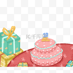 生日蛋糕扁平图片_手绘卡通生日快乐装饰免扣元素