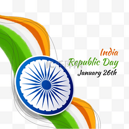 印度共和国日橙色和绿色扁平风格