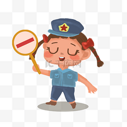 stop手图片_警察人物卡通插画