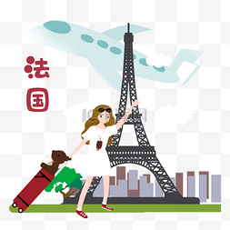女孩法国巴黎旅游素材