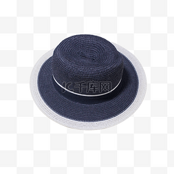 黑色草编遮阳帽