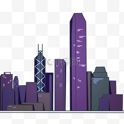 香港地标建筑剪影