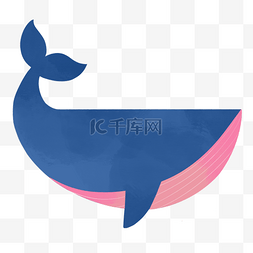 手绘卡通蓝色鲸鱼免扣元素