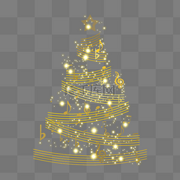圣诞树音符图片_金色圣诞音乐圣诞树