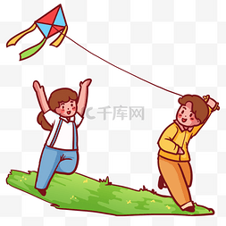 小孩玩乐图片_春季春分儿童放风筝