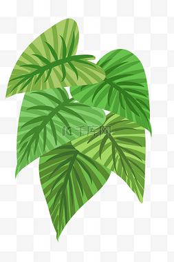 绿色树木扁平风图片_绿色植物叶片PNG图片