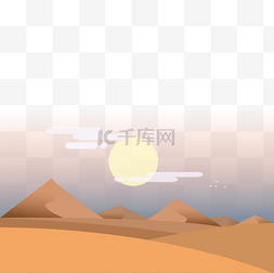 沙漠商人图片_夕阳下的沙漠
