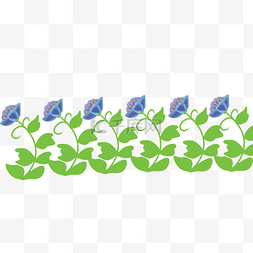 边框素材图片_手绘蓝色花朵植物边框