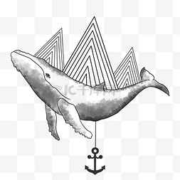 鲸鱼喷水柱图片_鲸鱼黑白花臂图案