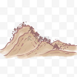 棕色山水水墨画