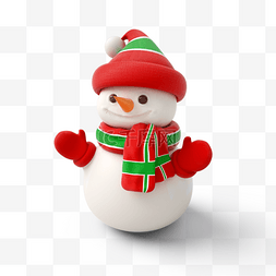 圣诞雪人红色帽子图片_圣诞节雪人3d元素