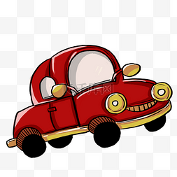 红色小轿车图片_卡通红色小轿车插画