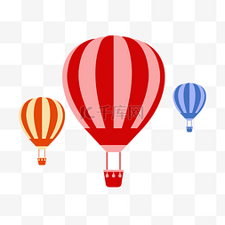 双色热气球图片_热气球红色蓝色黄色