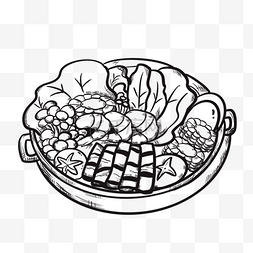 冬季姜茶海报图片_黑白涂鸦食物线描