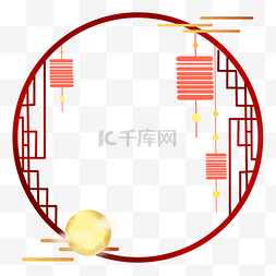 国风月亮装饰图片_中国风中秋节灯笼圆月元素装饰边