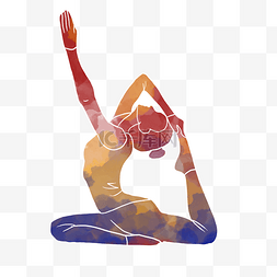 手绘线条瑜伽剪影图片_水彩运动瑜伽渐变素材