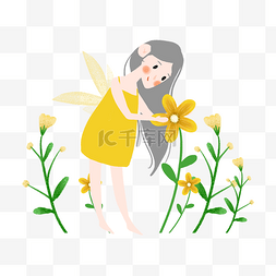 美少女精灵图片_抱着花朵的小精灵