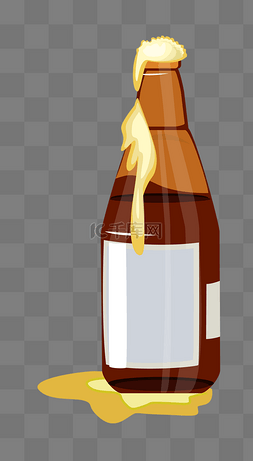 一瓶打开啤酒插画