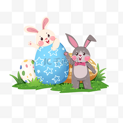 树丫卡通图片_复活节兔子彩蛋手绘卡通