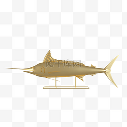 C4D金属鱼摆件模型