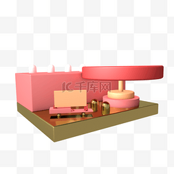 家装电商促销背景图片_几何组合粉色小舞台电商C4D