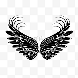 装饰性手绘个性黑色线条翅膀