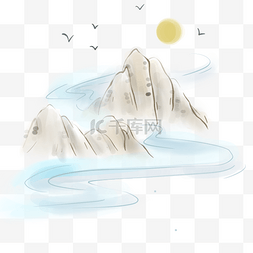 水墨山峰和云海