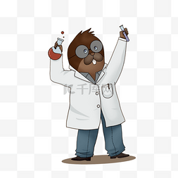 手绘化学元素图片_卡通可爱棕色mole day元素