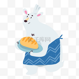 面包厨师帽图片_一个端着面包的北极熊