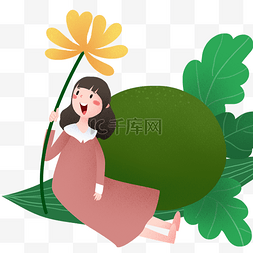 清明节花朵青团插画