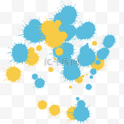 水彩墨汁图片_蓝色黄色喷溅墨汁